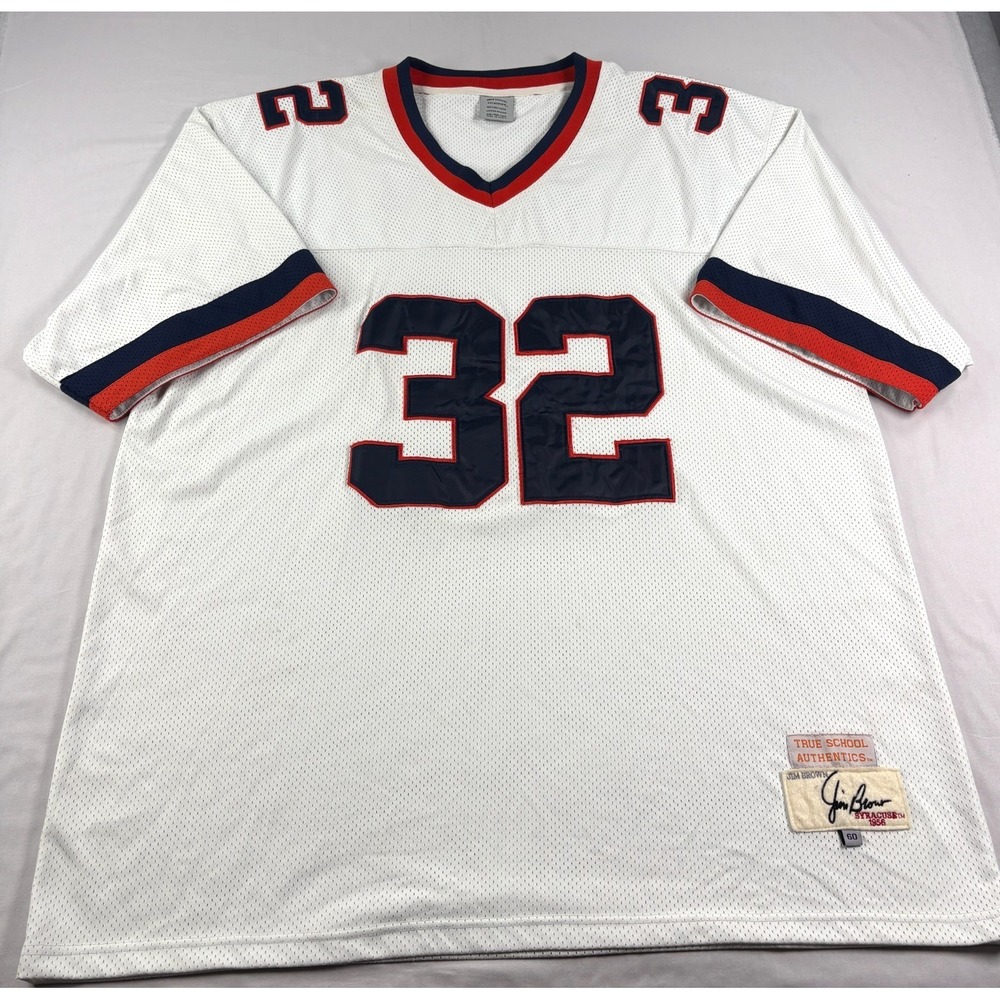 Jim Brown Jersey Mens Size 60 White Syracuse True School Authentics Stitched Vtg